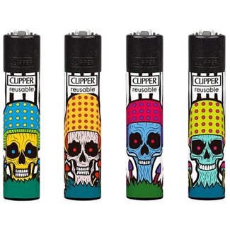 Clipper Set of 4 Clipper Lighters Mushroom Skulls