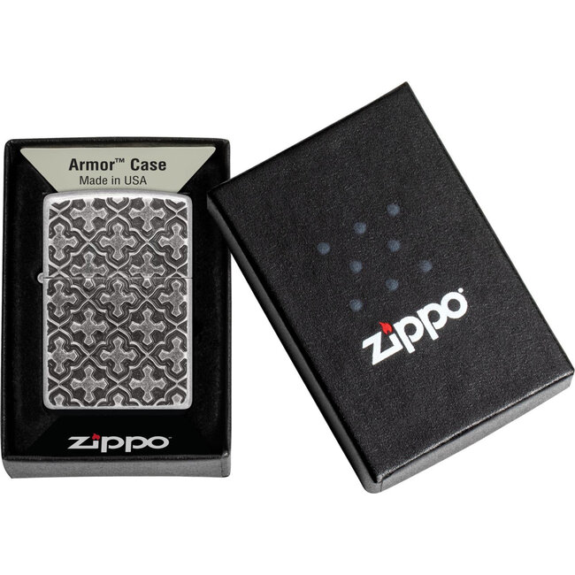 Aansteker Zippo Armor Case Deep Carved Cross Pattern