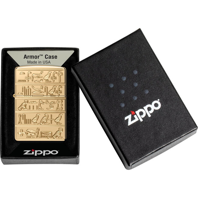 Lighter Zippo Armor Case Deep Carved Hieroglyphs