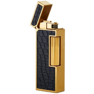 Dunhill Aansteker Dunhill Rollagas Alligator Gold Plated Black