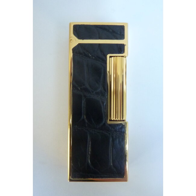 Aansteker Dunhill Rollagas Alligator Gold Plated Black