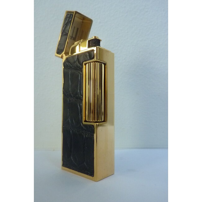 Aansteker Dunhill Rollagas Alligator Gold Plated Black