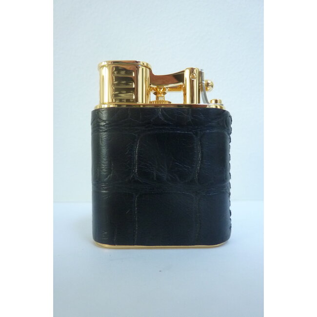 Aansteker Dunhill Unique Turbo Alligator Gold Plated Black