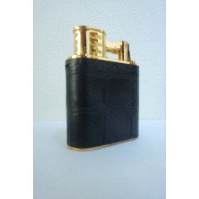 Aansteker Dunhill Unique Turbo Alligator Gold Plated Black