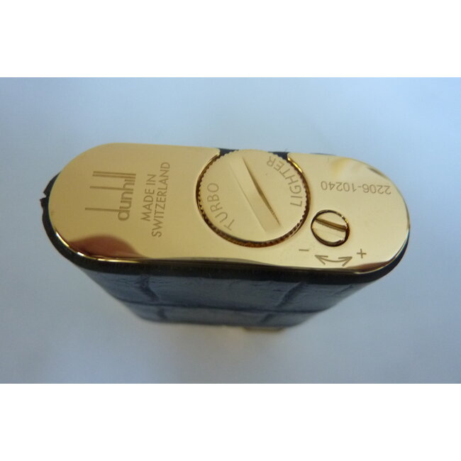 Aansteker Dunhill Unique Turbo Alligator Gold Plated Black