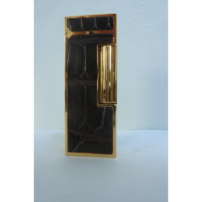 Aansteker Dunhill Rollagas Alligator Gold Plated Brown