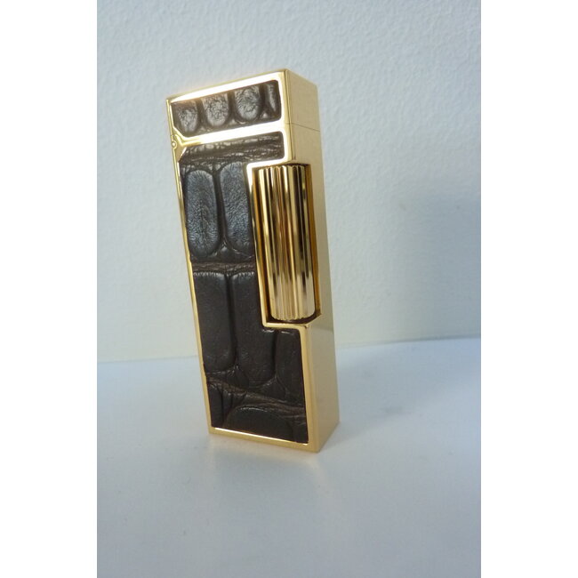 Aansteker Dunhill Rollagas Alligator Gold Plated Brown