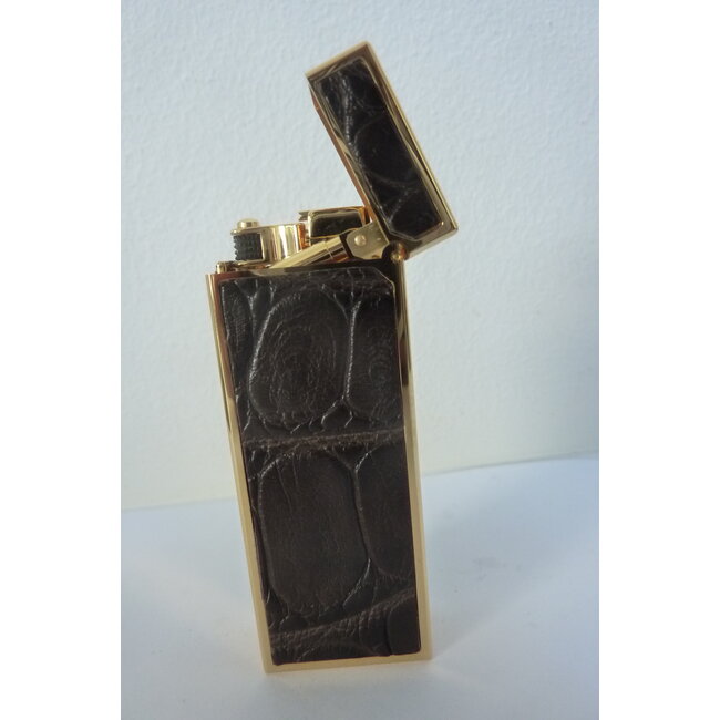 Aansteker Dunhill Rollagas Alligator Gold Plated Brown