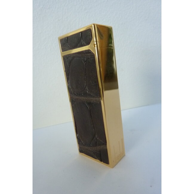 Aansteker Dunhill Rollagas Alligator Gold Plated Brown