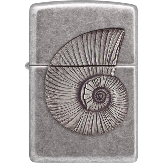 Lighter Zippo Antique Silver Shell Emblem