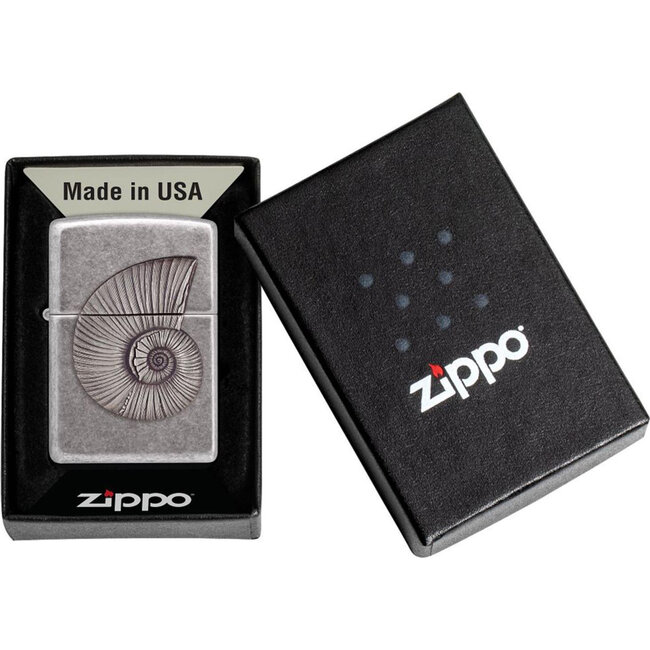 Lighter Zippo Antique Silver Shell Emblem