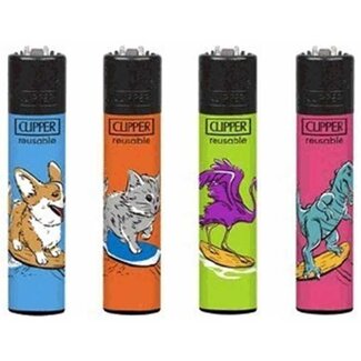 Clipper Set of 4 Clipper Lighters Surfing Animals