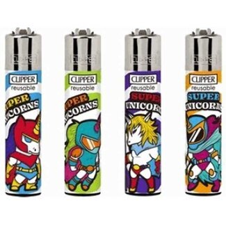 Clipper Set of 4 Clipper Lighters Superhero Unicorn