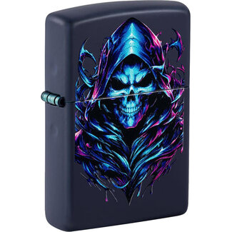 Zippo Aansteker Zippo Navy Blue Matte Reaper Skull