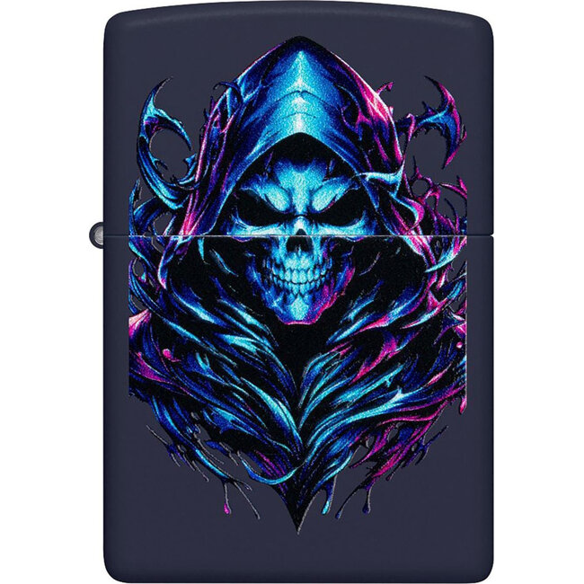 Aansteker Zippo Navy Blue Matte Reaper Skull