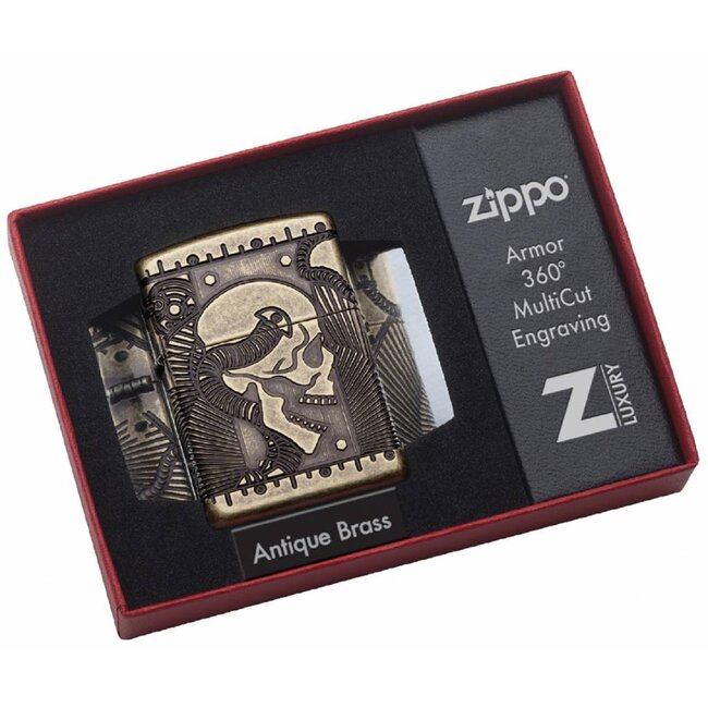 Aansteker Zippo Armor Case Skull Multi Cut
