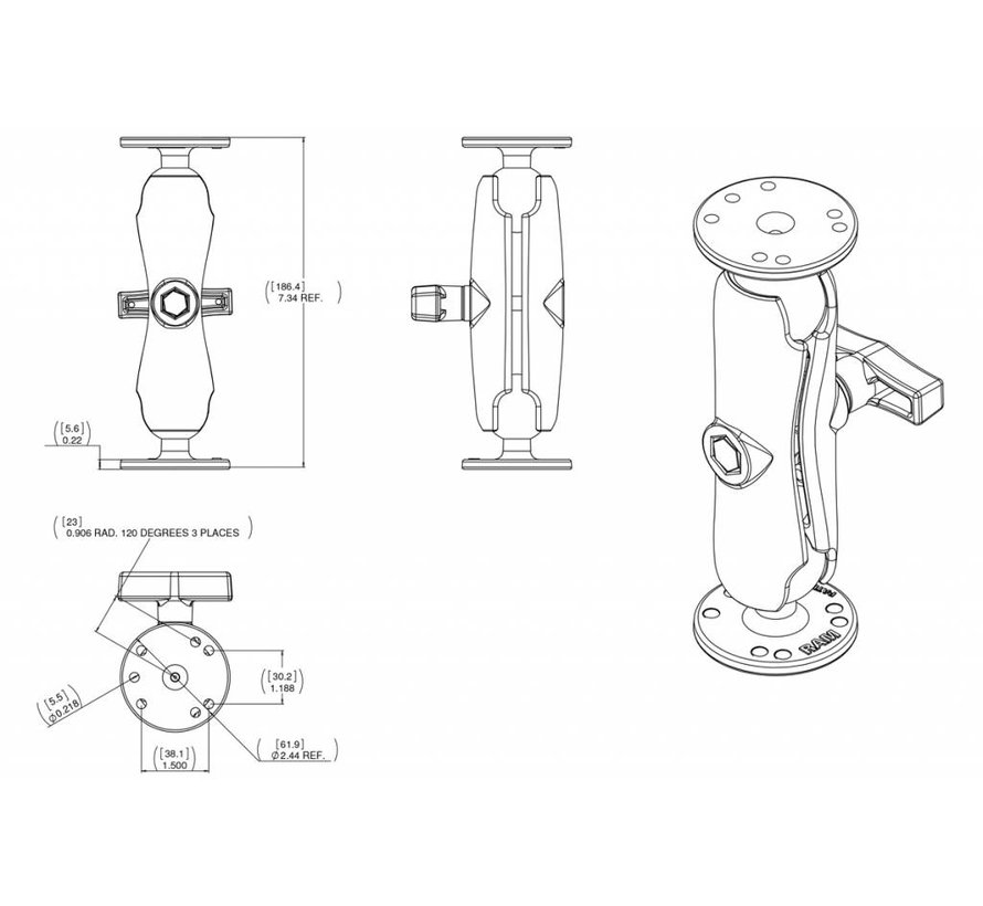 Montage set Hardware voor Raymarine® Dragonfly™ 1,5"