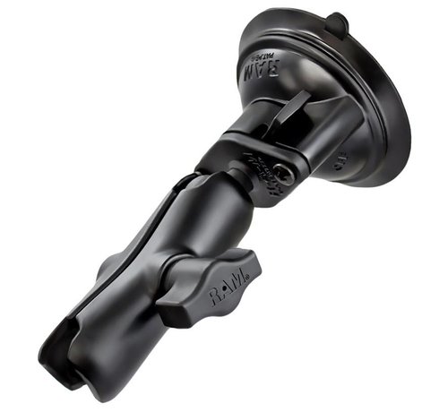 RAM Mount Double Socket Arm with 3.25" Diameter Suction Cup Twist Lock Base