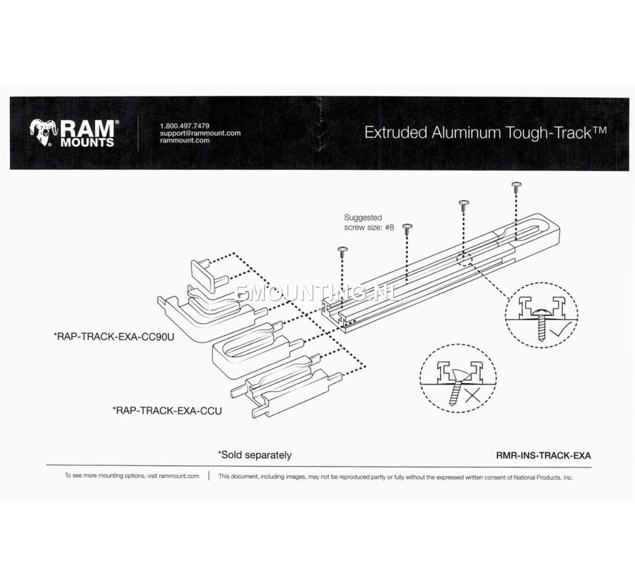 Tough-Track™ Aluminium Rail 76 mm RAM-TRACK-EXA-3U