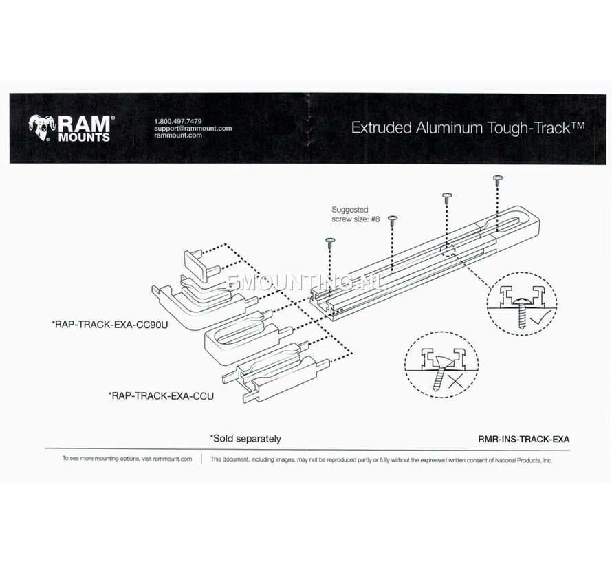 Tough-Track™ Aluminium Rail 127 mm RAM-TRACK-EXA-5u