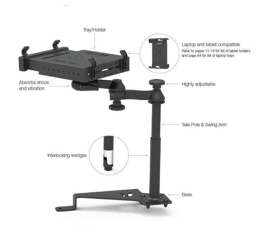 12" X-Grip tablethouder met No-Drill™ universele basis RAM-VB-196-UN11