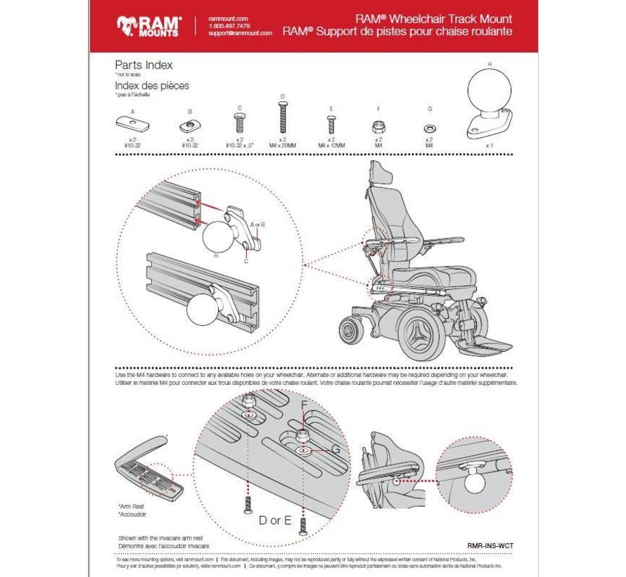 Diamant B-Kogelbasis voor Rolstoel - RAM-B-238-WCT