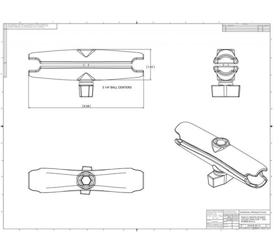 montage klemarm B-maat lang RAM-B-201U-C