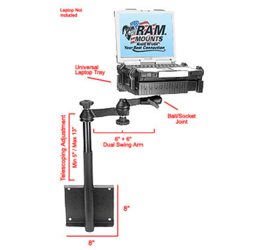 Verticale Double Swingarm voor anti-diefstal laptop montage RAM-VBD-128-TIM1