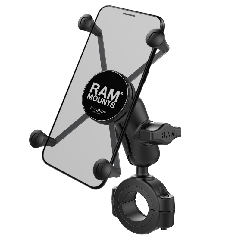 RAM Mount Torque™ 1 1/8" - 1 1/2" Diameter Handlebar/Rail Base with 1" Ball and X-Grip® for Larger Phones