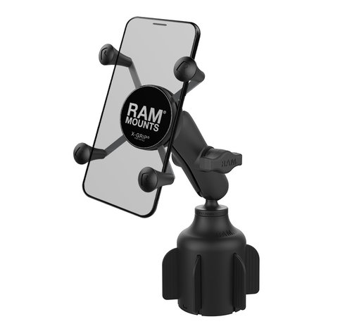 RAM Mount Stubby™ Cup Holder base met X-Grip smartphone