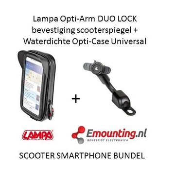 Lampa Opti-Arm scooterspiegel  mount met waterdichte smartphone case