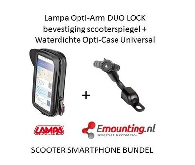 Lampa Opti-Arm scooterspiegel  mount met waterdichte smartphone case