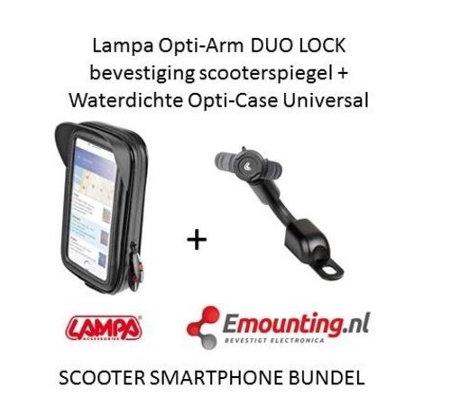 Lampa Opti-Arm scooterspiegel  mount met waterdichte smartphone case