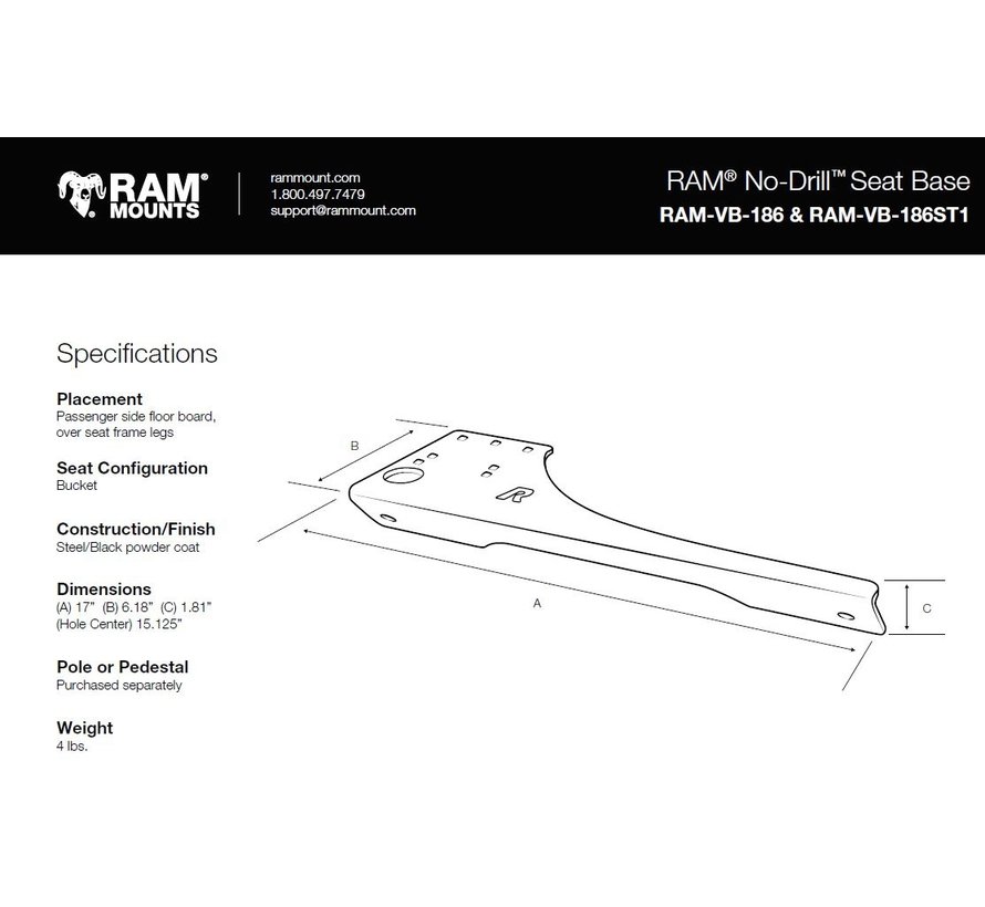 No-Drill™ LaptopVehicle Base for 2019 RAM 1500 Trucks RAM-VB-186ST1