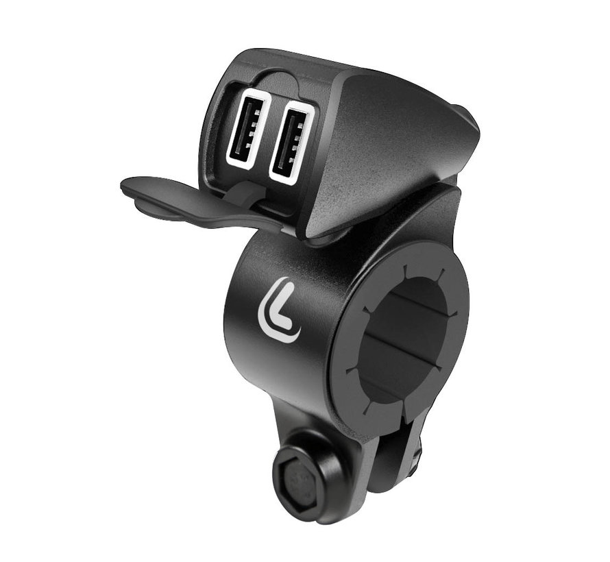 USB Fix Trek Double smartphone motorlader met stangmontage