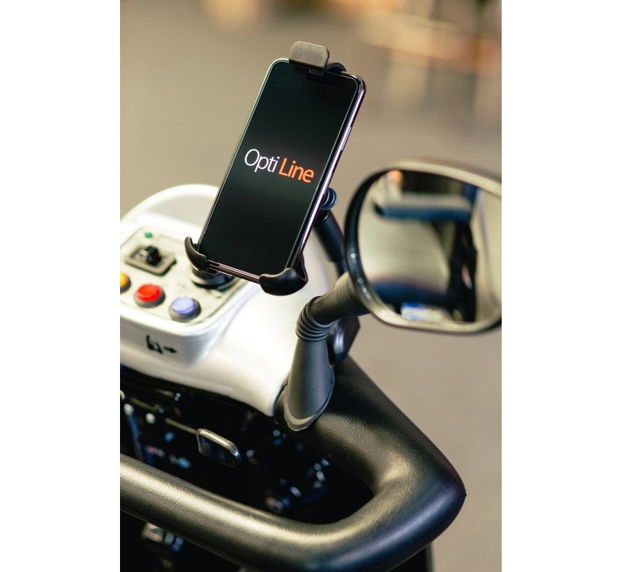 Opti-Arm scooterspiegel  mount met  universele smartphonehouder