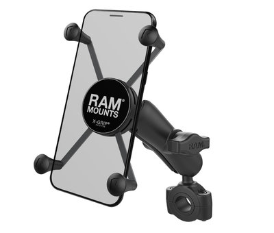 RAM Mount Torque™ 3/4" - 1" Diameter Handlebar/Rail Base with 1" Ball and X-Grip® for Larger Phones