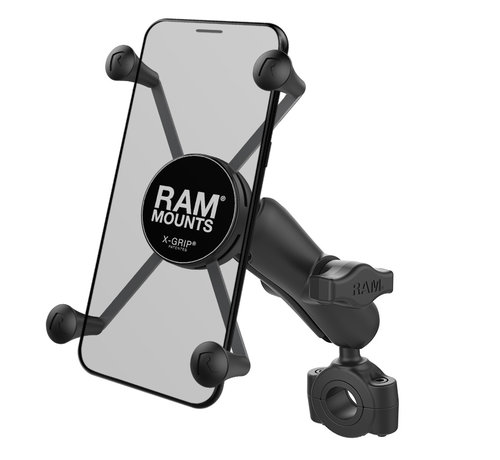 RAM Mount Torque™ 3/4" - 1" Diameter Handlebar/Rail Base with 1" Ball and X-Grip® for Larger Phones