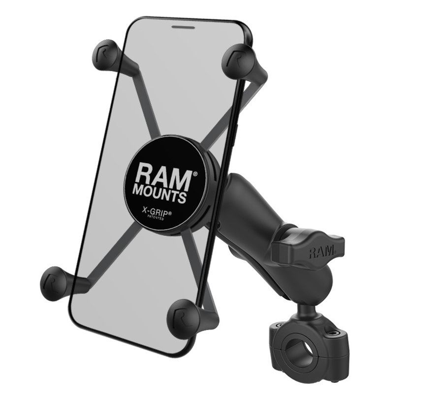 Torque™ 3/4" - 1" Diameter Handlebar/Rail Base with 1" Ball and X-Grip® for Larger Phones