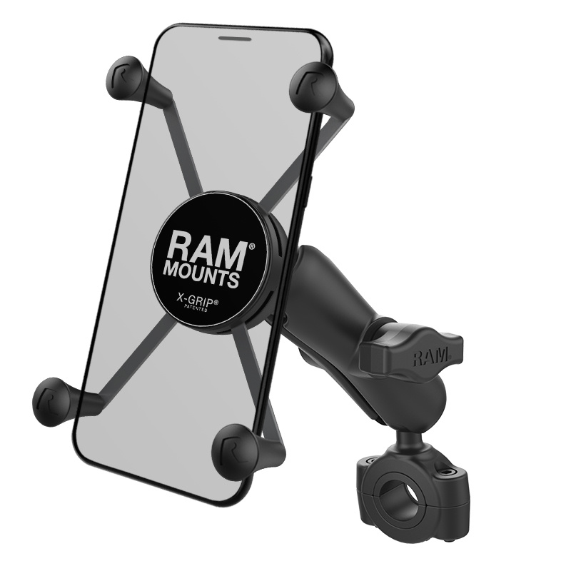 RAM Mount Torque™ 3/4" - 1" Diameter Handlebar/Rail Base with 1" Ball and X-Grip® for Larger Phones