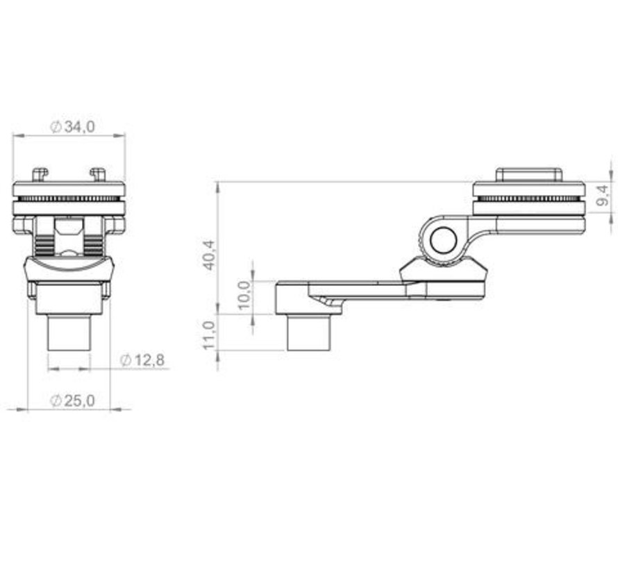 Bar Clamp Mount PRO CHROME voor schroefbevestiging M8