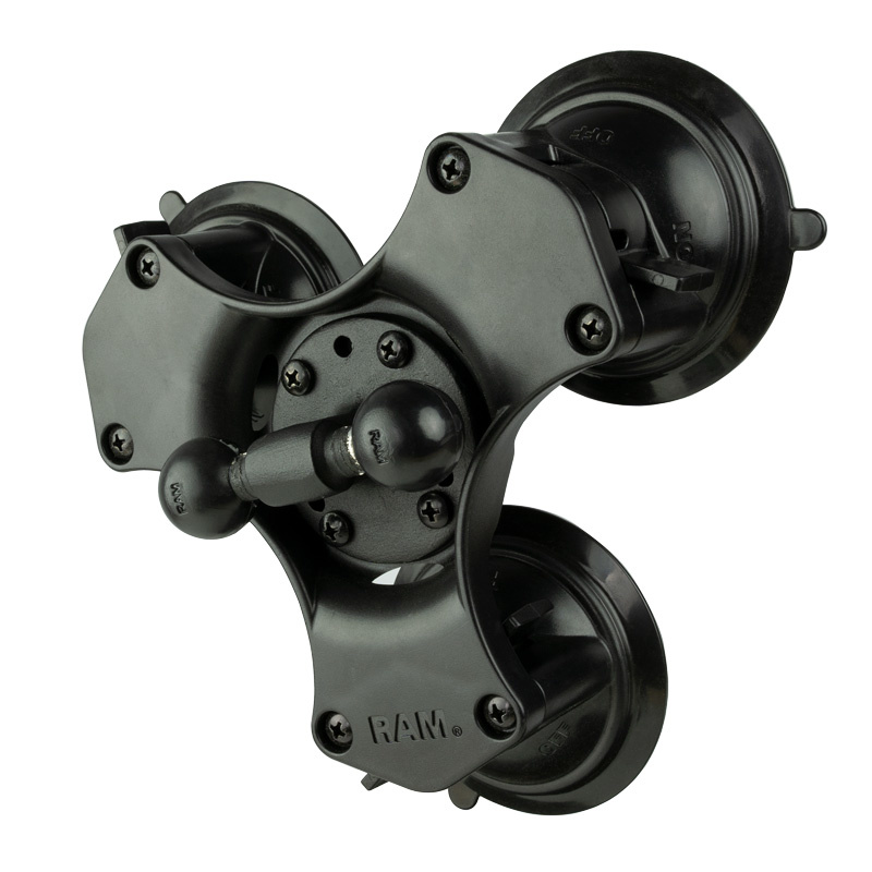 RAM Mount Twist-Lock™ drievoudige zuignap, dubbele balbasis