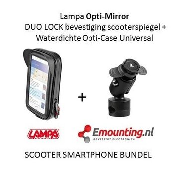 Lampa Opti-Mirror scooterspiegel  mount met waterdichte smartphone case