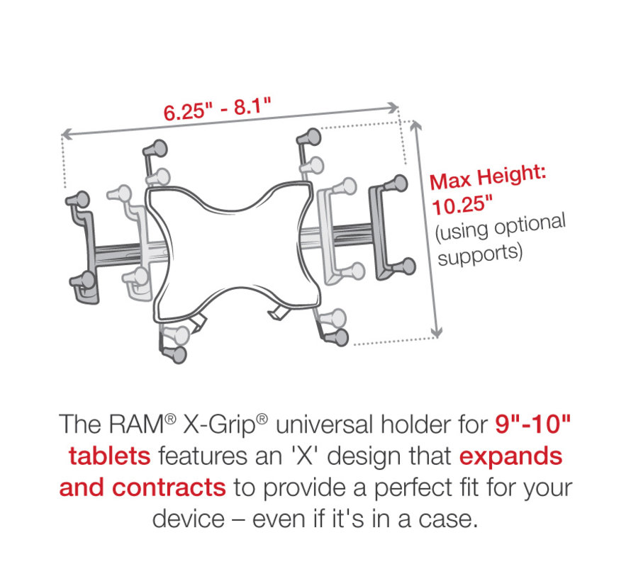X-Grip 9-11" UN9U  tablet schroefvaste set