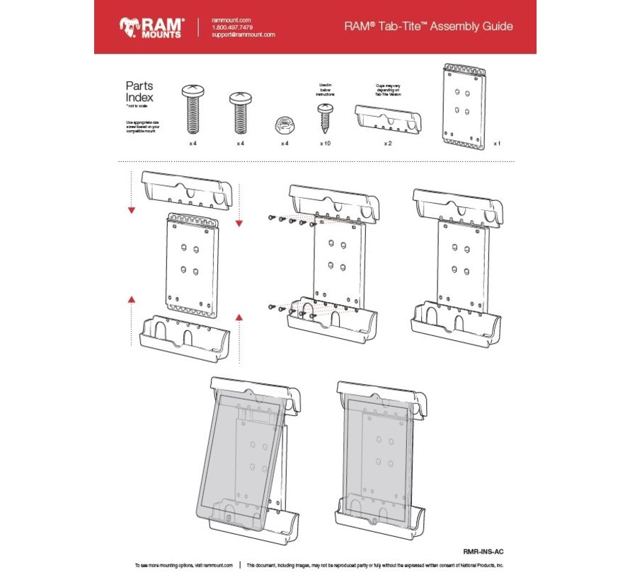 Tab-tite Houder voor Samsung 10.1" - 11" Tablets met of zonder Case RAM-HOL-TAB33U