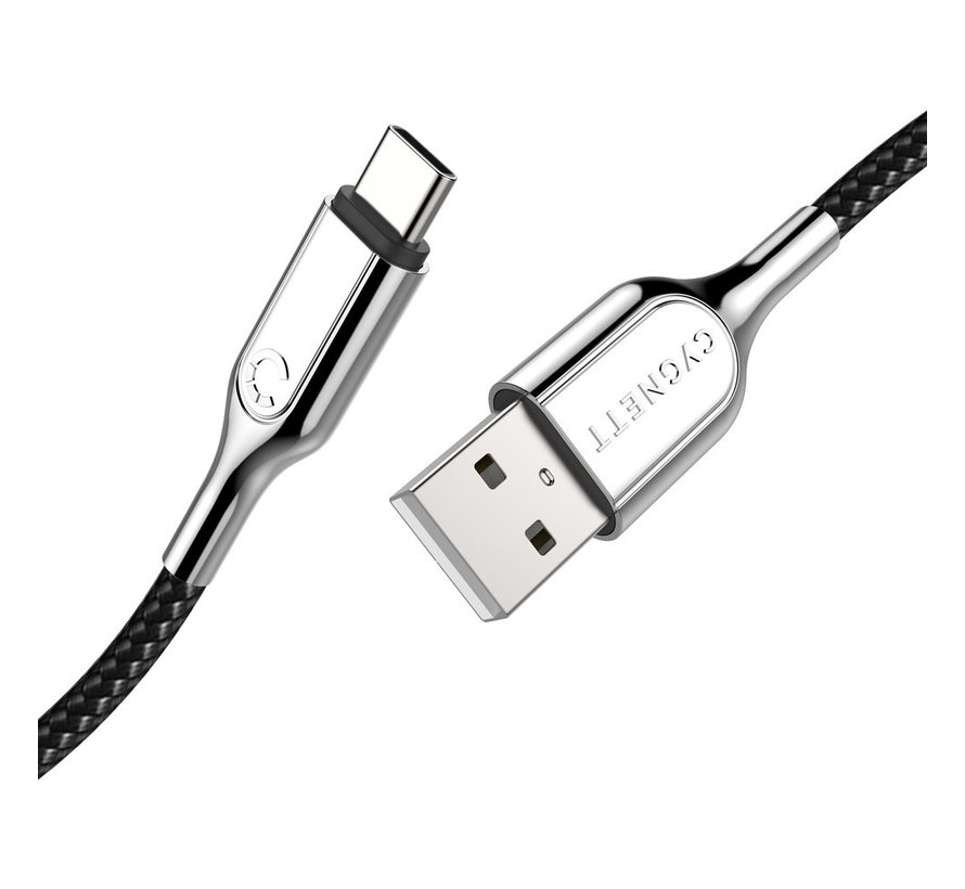 Armoured Braided USB-C to USB Cable 1m Black