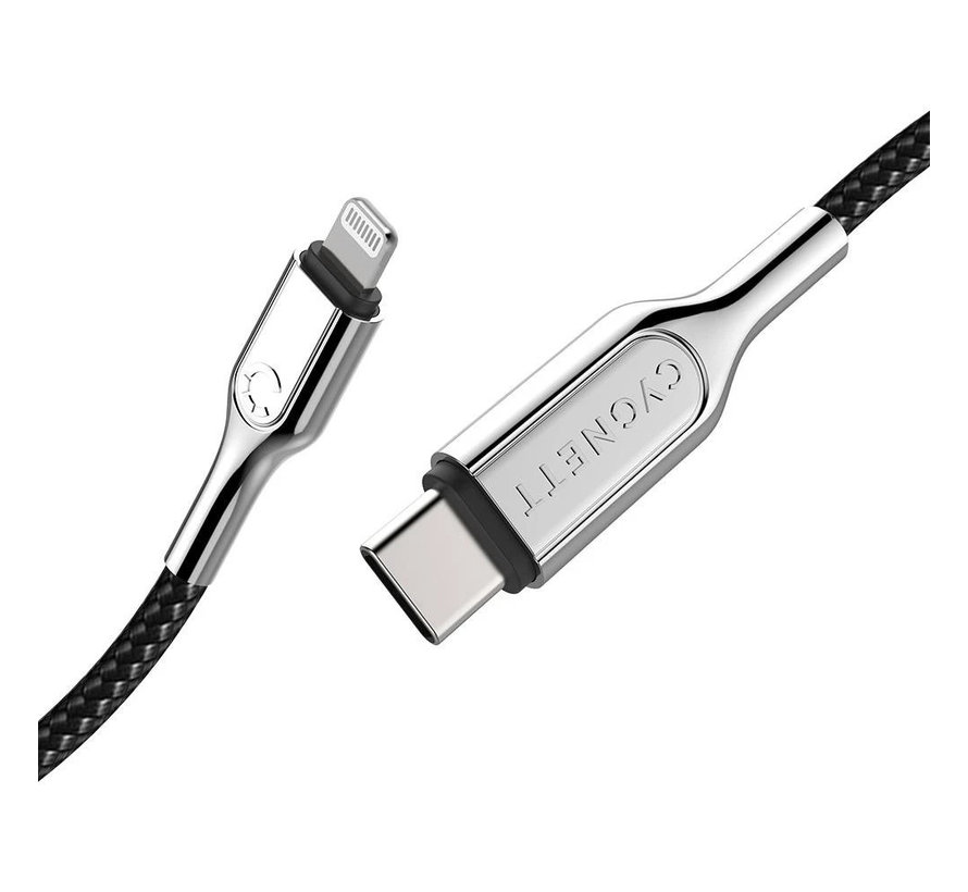 Armoured Braided Lightning to USB-C Cable 1m Black