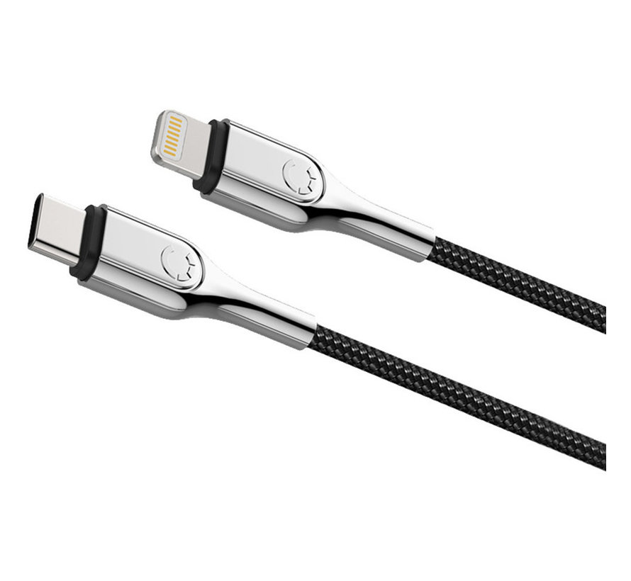 Armoured Braided Lightning to USB-C Cable 1m Black