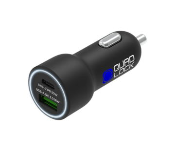 Quad Lock Dual USB 12V Car Charger USB-A & USB-C (PD)