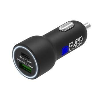 Quad Lock Dual USB 12V Car Charger USB-A & USB-C (PD)